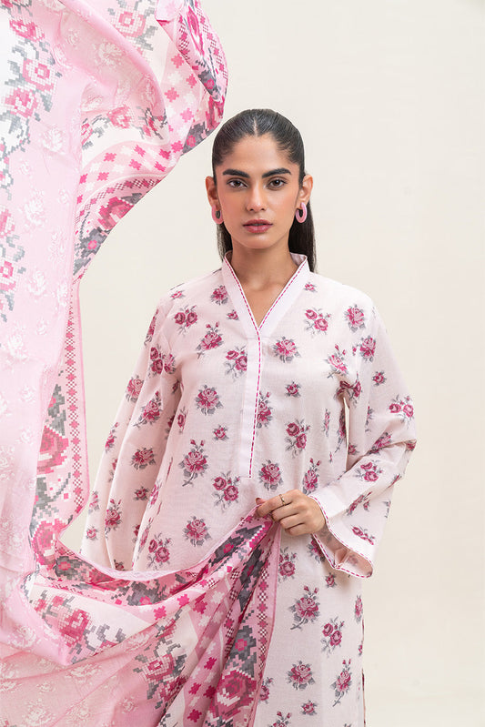 3 PIECE PRINTED LAWN LAWN SUIT-IVORY ROSSETTE (UNSTITCHED)
