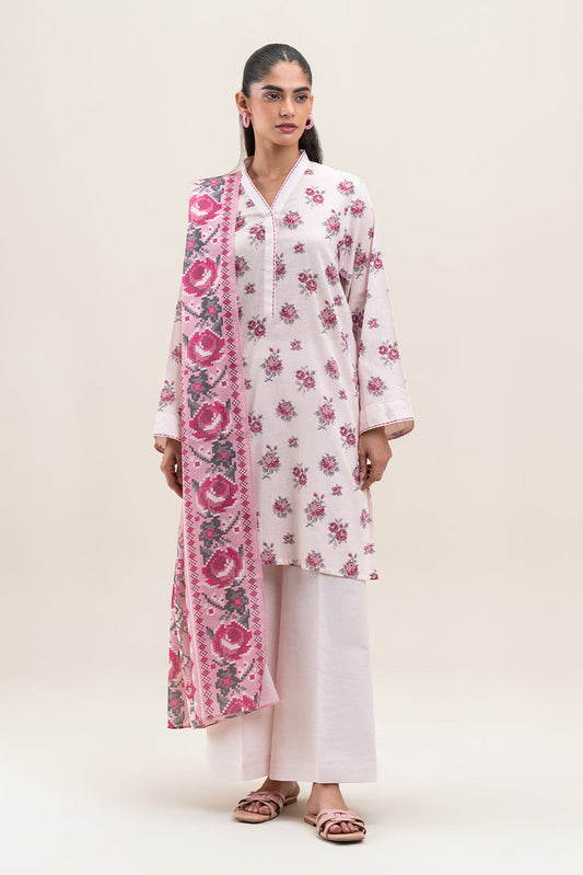 3 PIECE PRINTED LAWN LAWN SUIT-IVORY ROSSETTE (UNSTITCHED)