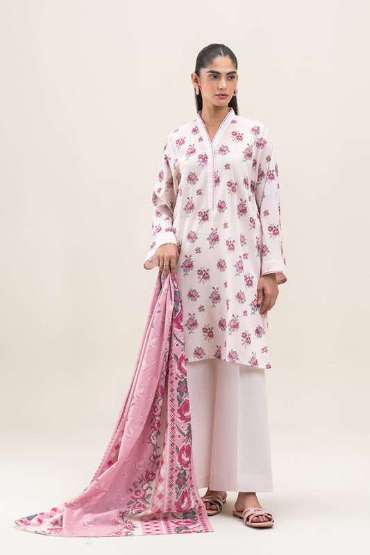 3 PIECE PRINTED LAWN LAWN SUIT-IVORY ROSSETTE (UNSTITCHED)