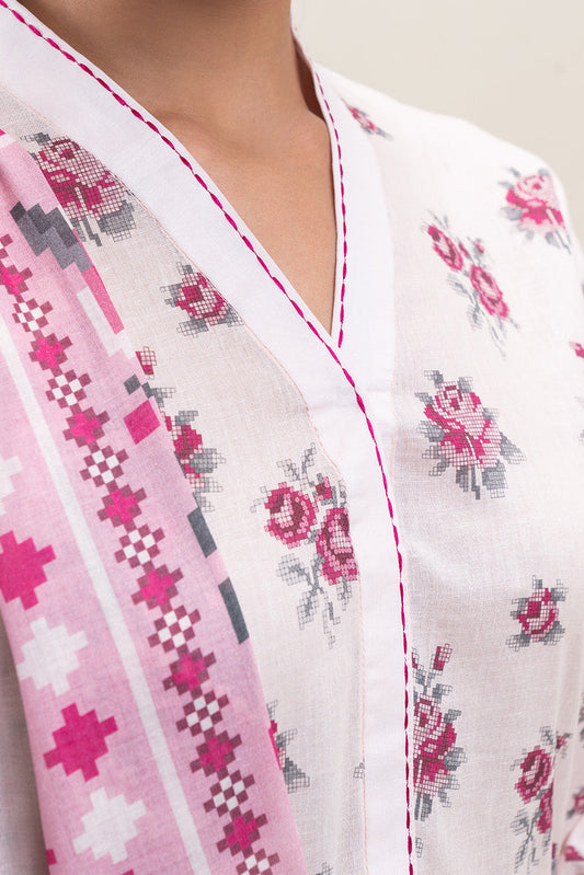 3 PIECE PRINTED LAWN LAWN SUIT-IVORY ROSSETTE (UNSTITCHED)