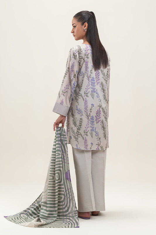 3 PIECE PRINTED LAWN SUIT-DECO GARDEN (UNSTITCHED)