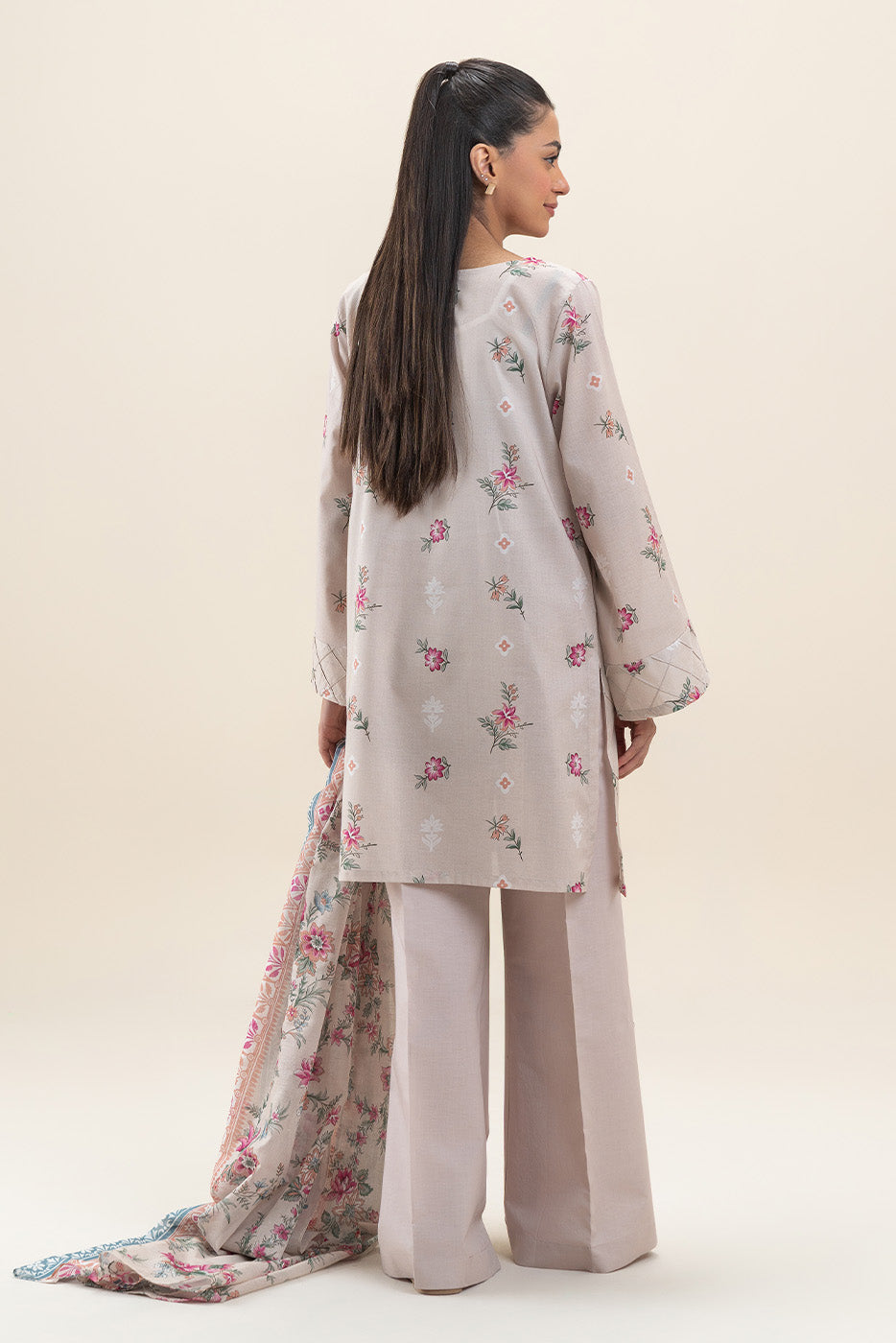 3 PIECE PRINTED LAWN SUIT-ORCHID GLEAM (UNSTITCHED)