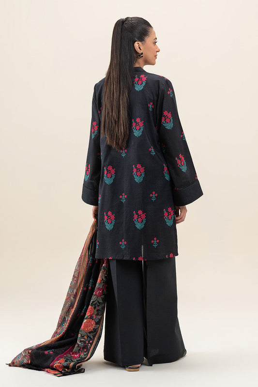 3 PIECE PRINTED LAWN SUIT-PITCH BLOSSOM (UNSTITCHED)