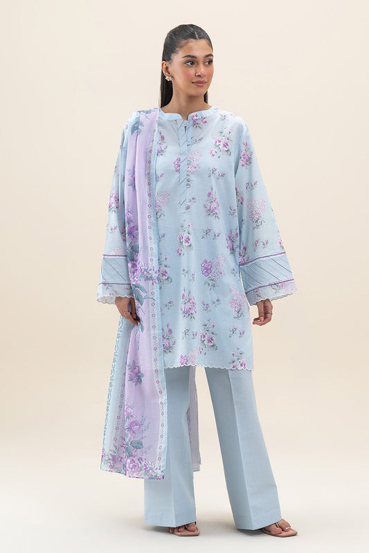 3 PIECE PRINTED LAWN SUIT-SKY BLOOM (UNSTITCHED)