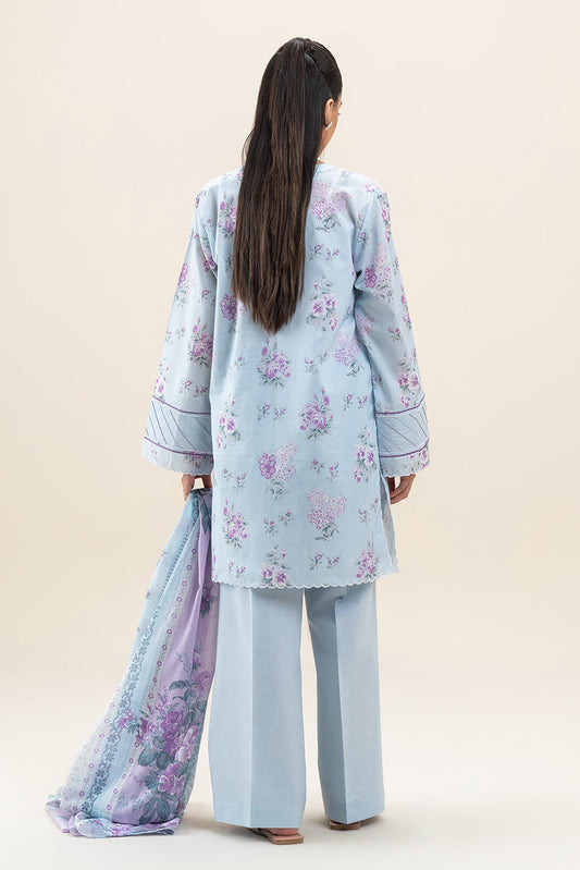 3 PIECE PRINTED LAWN SUIT-SKY BLOOM (UNSTITCHED)
