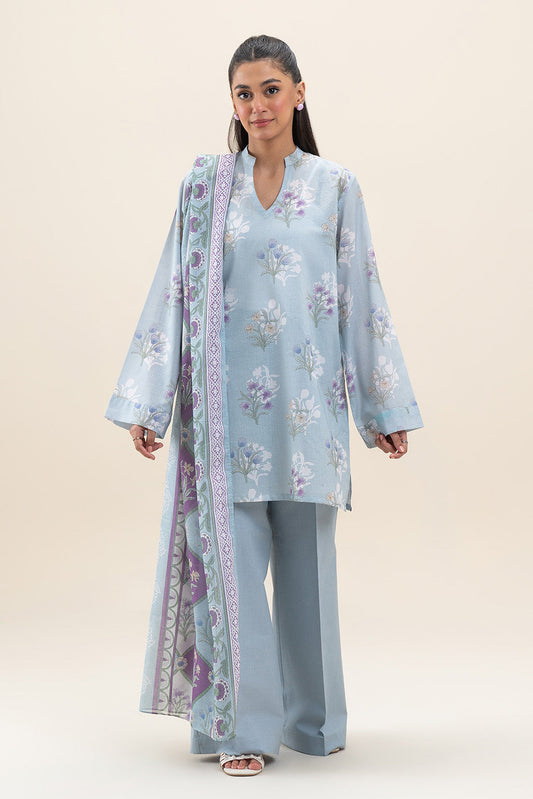 3 PIECE PRINTED LAWN SUIT-ARCTIC ROSE (UNSTITCHED)