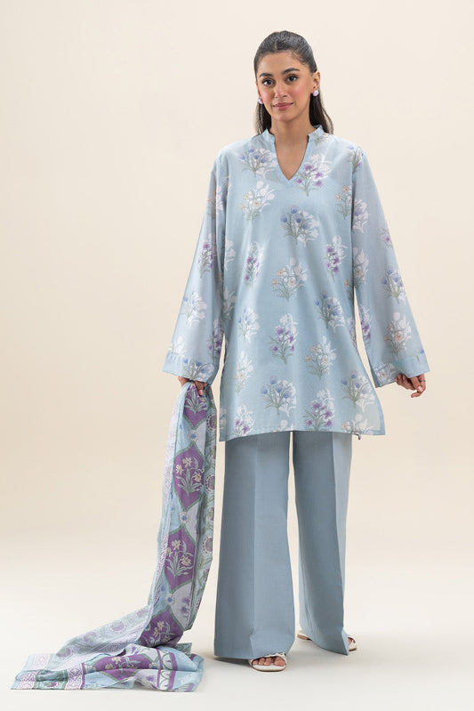 3 PIECE PRINTED LAWN SUIT-ARCTIC ROSE (UNSTITCHED)