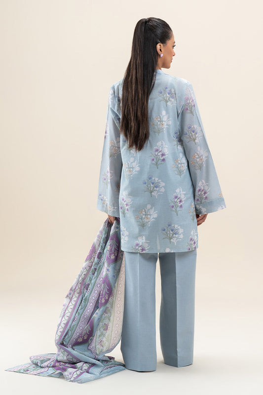 3 PIECE PRINTED LAWN SUIT-ARCTIC ROSE (UNSTITCHED)