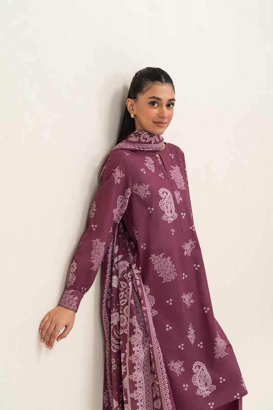 3 PIECE PRINTED LAWN SUIT-MULBERRY MUSE (UNSTITCHED)