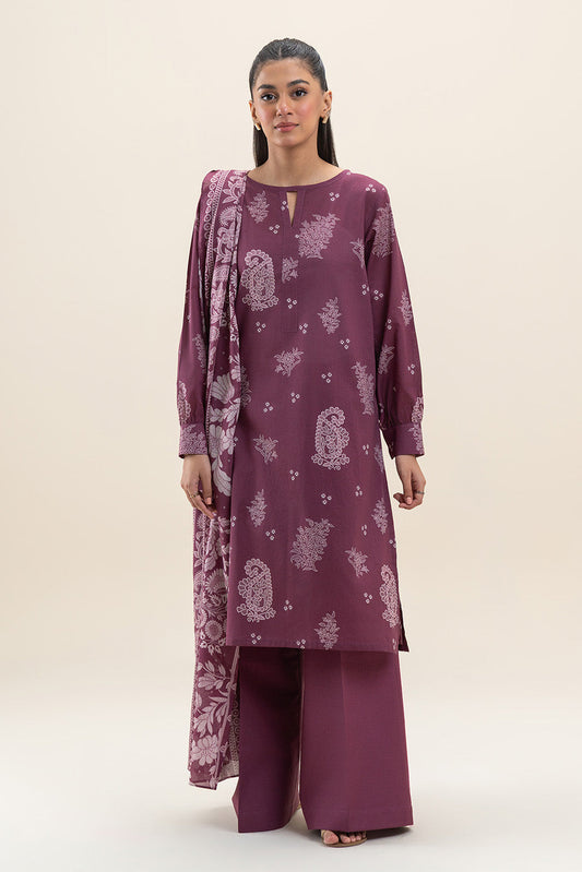 3 PIECE PRINTED LAWN SUIT-MULBERRY MUSE (UNSTITCHED)