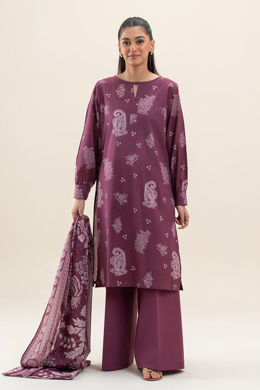 3 PIECE PRINTED LAWN SUIT-MULBERRY MUSE (UNSTITCHED)