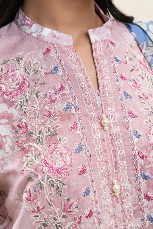3 PIECE EMBROIDERED LAWN SUIT-SOFT ROUGE (UNSTITCHED)