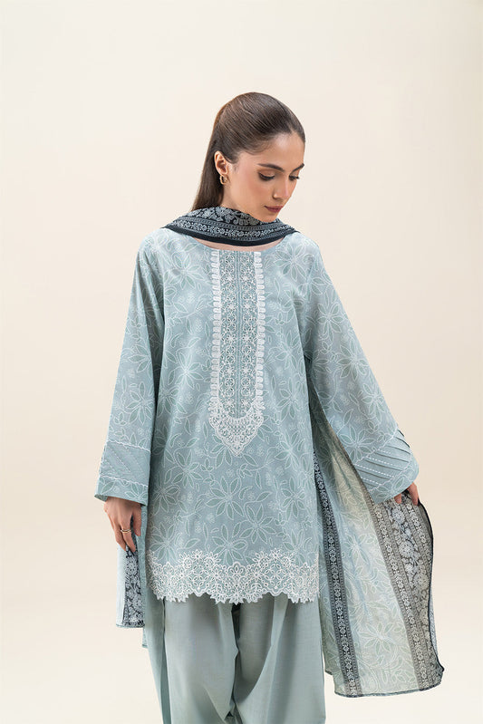 3 PIECE EMBROIDERED LAWN SUIT-DAZZLE SAGE (UNSTITCHED)
