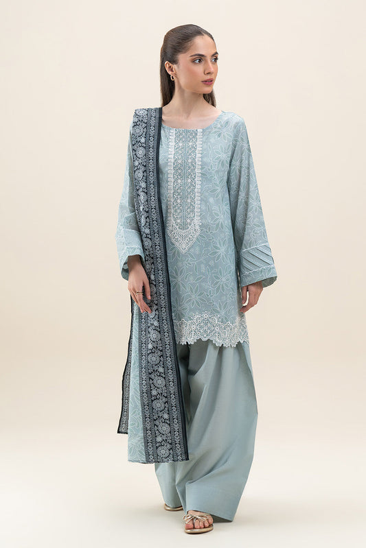 3 PIECE EMBROIDERED LAWN SUIT-DAZZLE SAGE (UNSTITCHED)