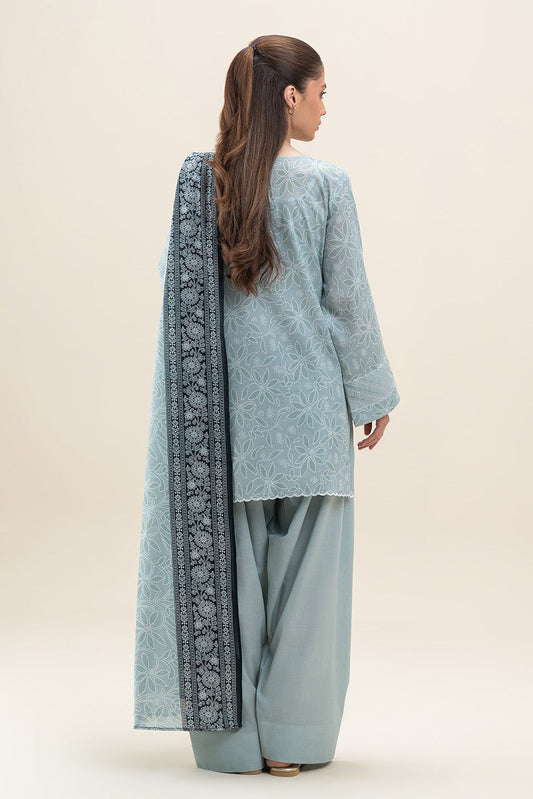 3 PIECE EMBROIDERED LAWN SUIT-DAZZLE SAGE (UNSTITCHED)