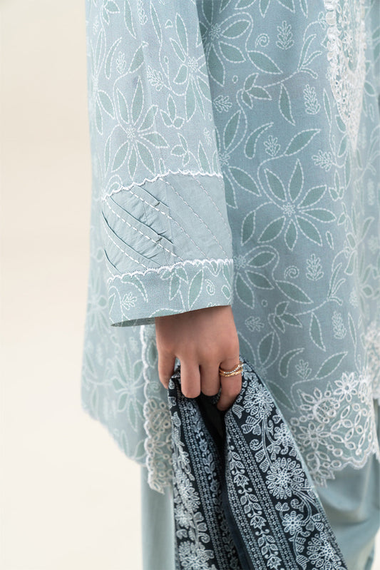 3 PIECE EMBROIDERED LAWN SUIT-DAZZLE SAGE (UNSTITCHED)
