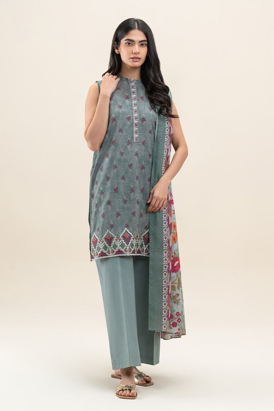 3 PIECE EMBROIDERED LAWN SUIT-SAGE BLOOM (UNSTITCHED)