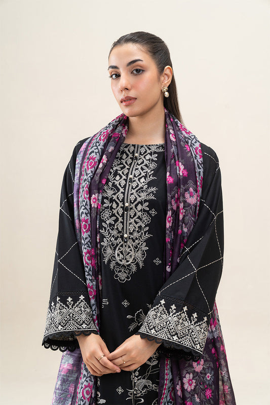 3 PIECE EMBROIDERED LAWN SUIT-EBONY VOGUE (UNSTITCHED)