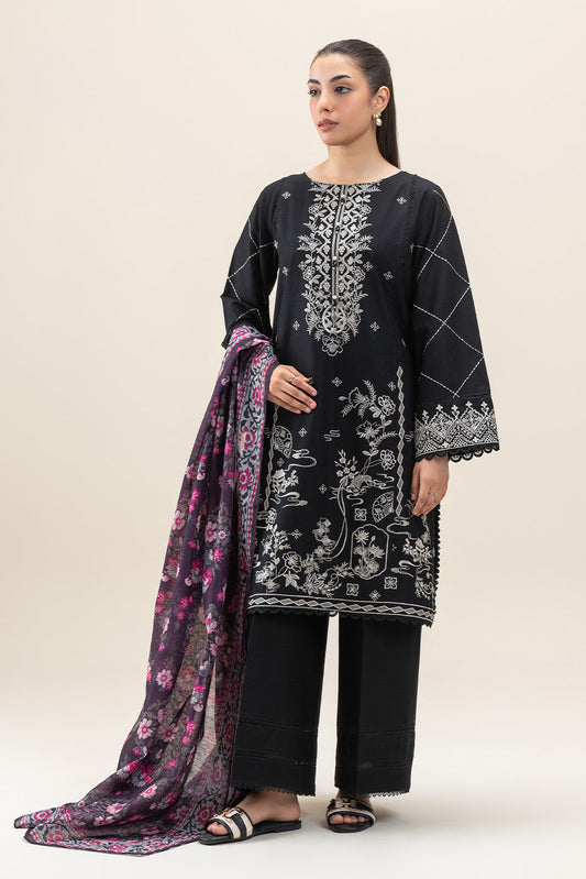 3 PIECE EMBROIDERED LAWN SUIT-EBONY VOGUE (UNSTITCHED)