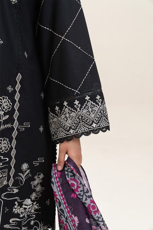 3 PIECE EMBROIDERED LAWN SUIT-EBONY VOGUE (UNSTITCHED)