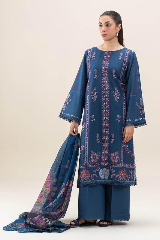 3 PIECE EMBROIDERED LAWN SUIT-MIDNIGHT GLOOM (UNSTITCHED)