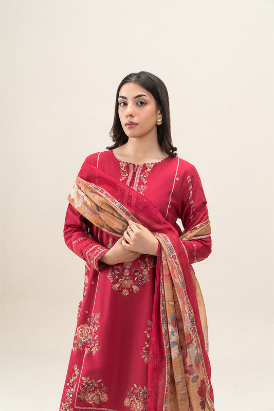 3 PIECE EMBROIDERED LAWN SUIT-GARNET VERVE (UNSTITCHED)
