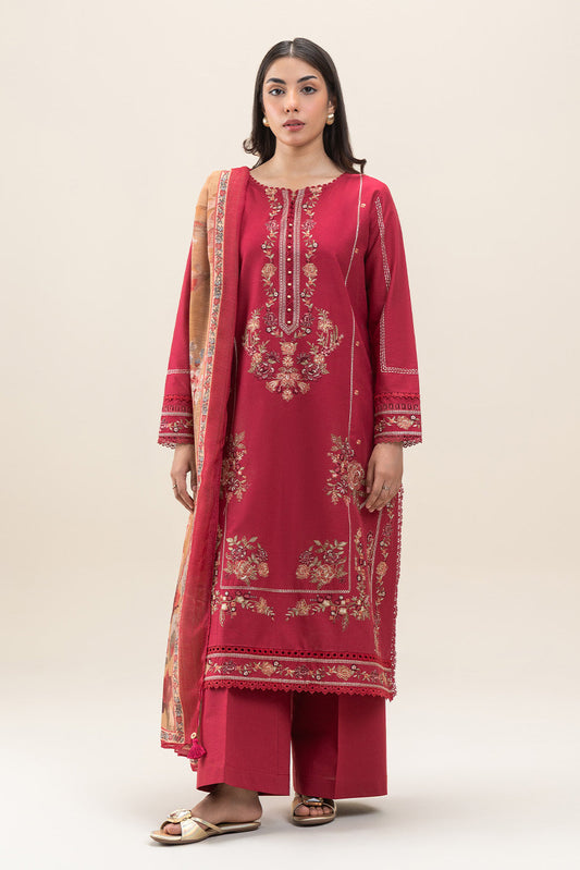 3 PIECE EMBROIDERED LAWN SUIT-GARNET VERVE (UNSTITCHED)