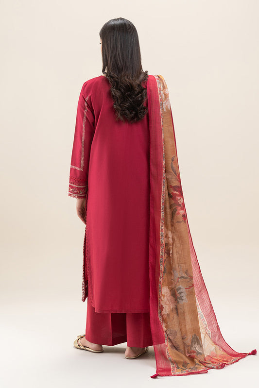 3 PIECE EMBROIDERED LAWN SUIT-GARNET VERVE (UNSTITCHED)