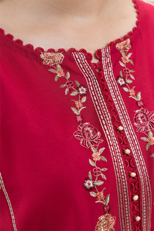 3 PIECE EMBROIDERED LAWN SUIT-GARNET VERVE (UNSTITCHED)