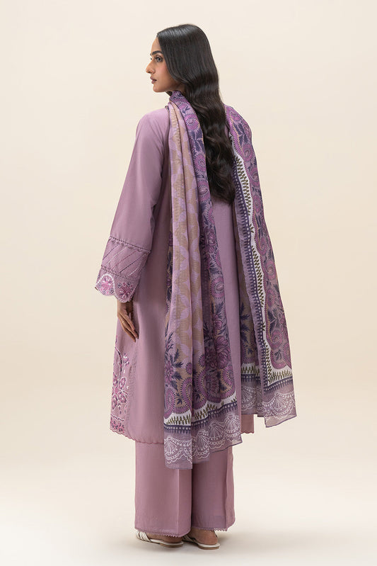 3 PIECE EMBROIDERED LAWN SUIT-FLORAL MUSK (UNSTITCHED)