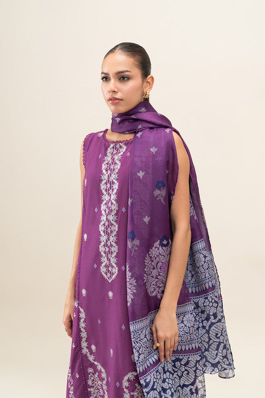 3 PIECE EMBROIDERED LAWN SUIT-SANGRIA DUSK (UNSTITCHED)