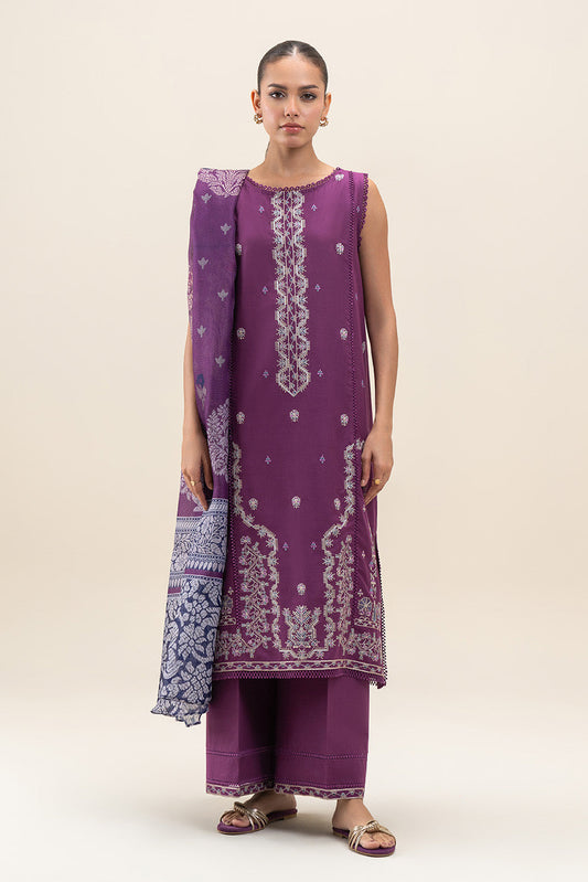 3 PIECE EMBROIDERED LAWN SUIT-SANGRIA DUSK (UNSTITCHED)