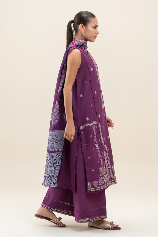 3 PIECE EMBROIDERED LAWN SUIT-SANGRIA DUSK (UNSTITCHED)