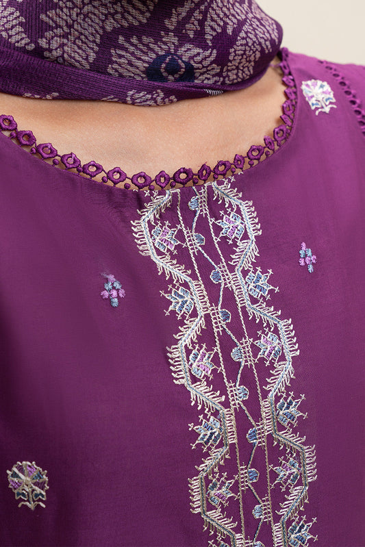 3 PIECE EMBROIDERED LAWN SUIT-SANGRIA DUSK (UNSTITCHED)