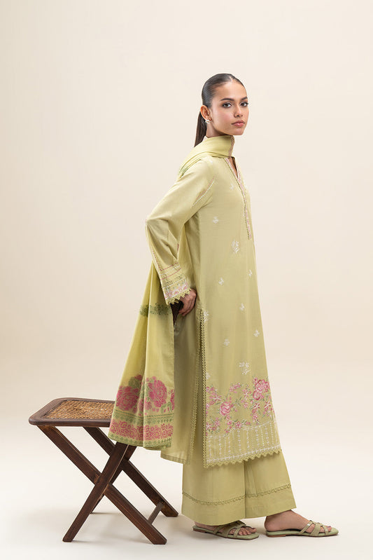 3 PIECE EMBROIDERED LAWN SUIT-LUSH GREEN (UNSTITCHED)