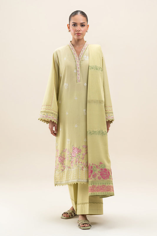 3 PIECE EMBROIDERED LAWN SUIT-LUSH GREEN (UNSTITCHED)