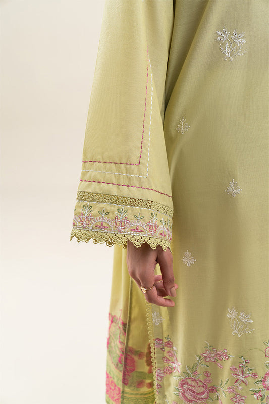 3 PIECE EMBROIDERED LAWN SUIT-LUSH GREEN (UNSTITCHED)