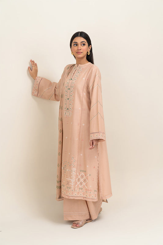 3 PIECE EMBROIDERED LAWN SUIT-PEACH CHARM (UNSTITCHED)