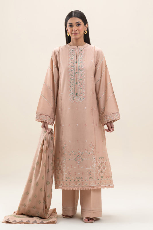 3 PIECE EMBROIDERED LAWN SUIT-PEACH CHARM (UNSTITCHED)