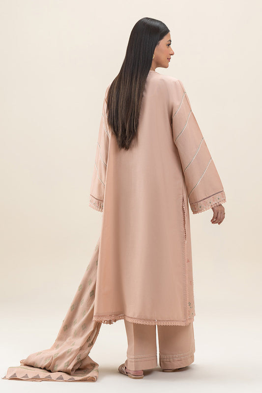 3 PIECE EMBROIDERED LAWN SUIT-PEACH CHARM (UNSTITCHED)