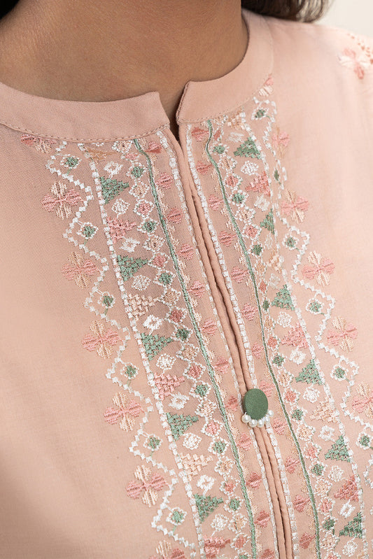 3 PIECE EMBROIDERED LAWN SUIT-PEACH CHARM (UNSTITCHED)