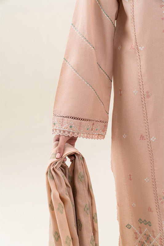 3 PIECE EMBROIDERED LAWN SUIT-PEACH CHARM (UNSTITCHED)