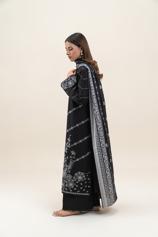 3 PIECE EMBROIDERED LAWN SUIT-MIDNIGHT MIST (UNSTITCHED)