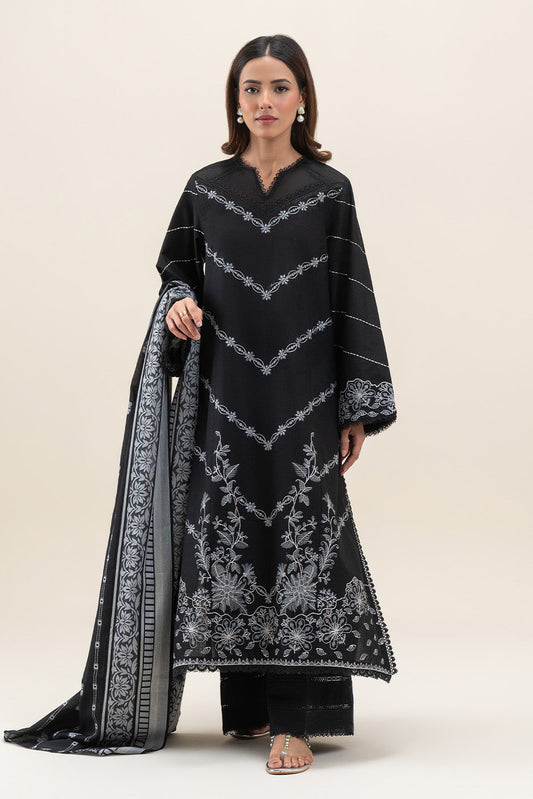 3 PIECE EMBROIDERED LAWN SUIT-MIDNIGHT MIST (UNSTITCHED)