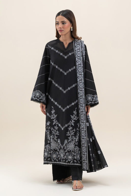 3 PIECE EMBROIDERED LAWN SUIT-MIDNIGHT MIST (UNSTITCHED)