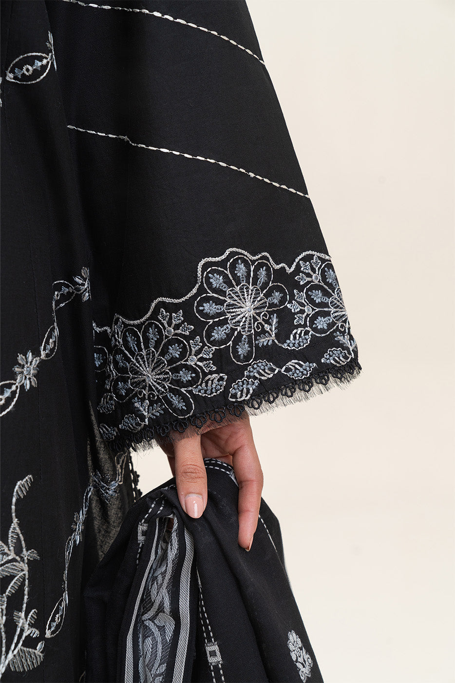 3 PIECE EMBROIDERED LAWN SUIT-MIDNIGHT MIST (UNSTITCHED)