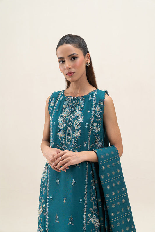 3 PIECE EMBROIDERED LAWN SUIT-BERYL BLUE (UNSTITCHED)