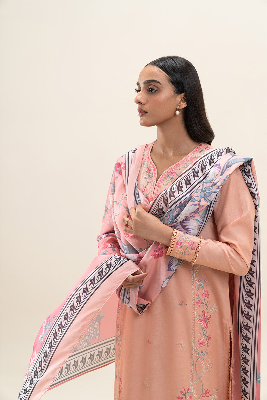3 PIECE EMBROIDERED LAWN SUIT-BALLET BUD (UNSTITCHED)