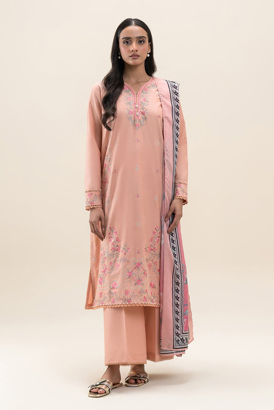3 PIECE EMBROIDERED LAWN SUIT-BALLET BUD (UNSTITCHED)
