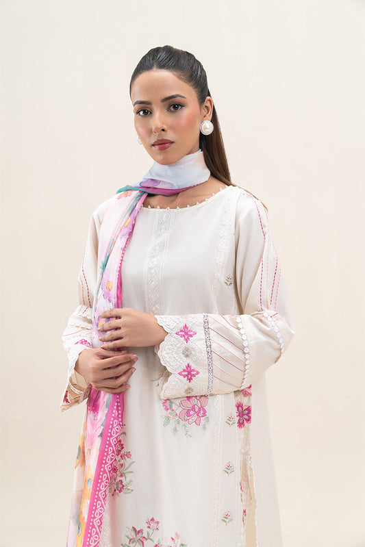 3 PIECE EMBROIDERED LAWN SUIT-IVORY GLAM (UNSTITCHED)
